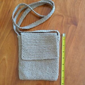 Crocheted Beige Crossbody Bag